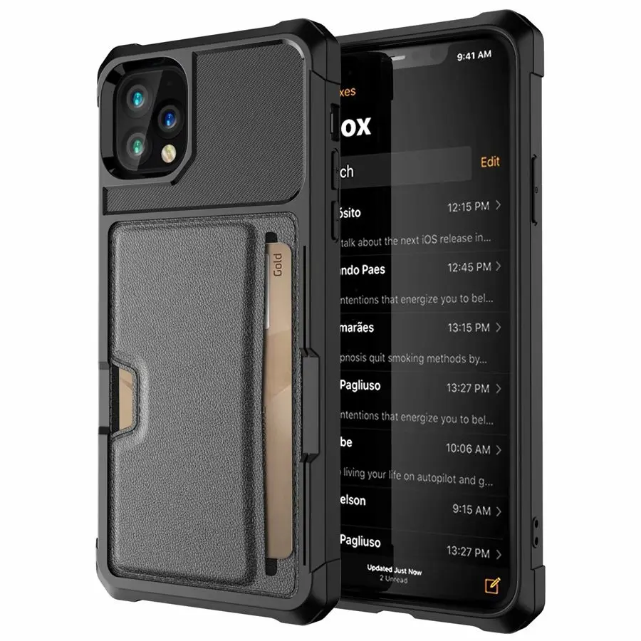 

Card Slot Protective Phone Case For iPhone 12 11 X XS XR Pro Max SE 2020 6 7 8 Plus Universal All Inclusive Anti-Fall Cover