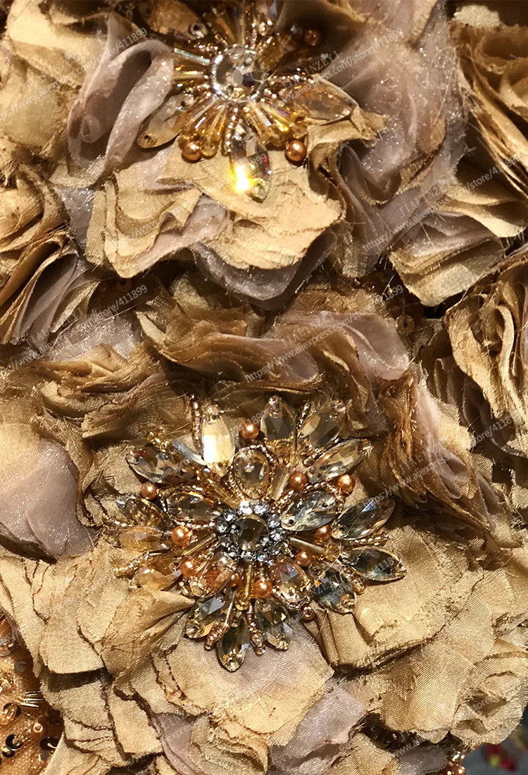Роскошные коричневые вечерние платья Elie saab Украшенные бусинами с цветами длиной
