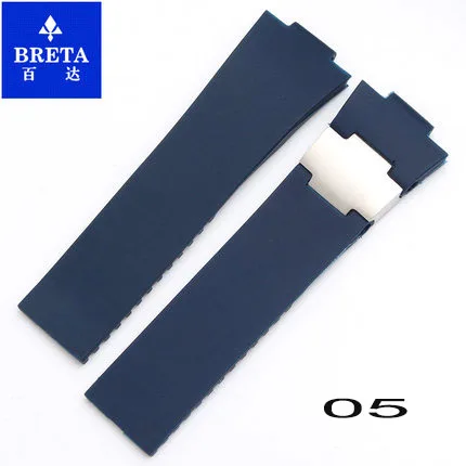 05 BRETA 25*12 мм водонепроницаемый силиконовый резиновый stap черный коричневый синий ремешок для часов для Ulysse Nardin морской Diver ремешки для часов - Цвет ремешка: 05