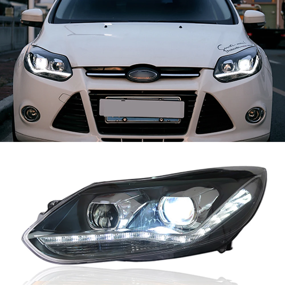 CSCSNL 2Pcs Car Assembly for Focus 2012 2013 2014 Headlight LED DRL Lens Double Beam Bi-Xenon HID Dynamic turn signal | Автомобили и