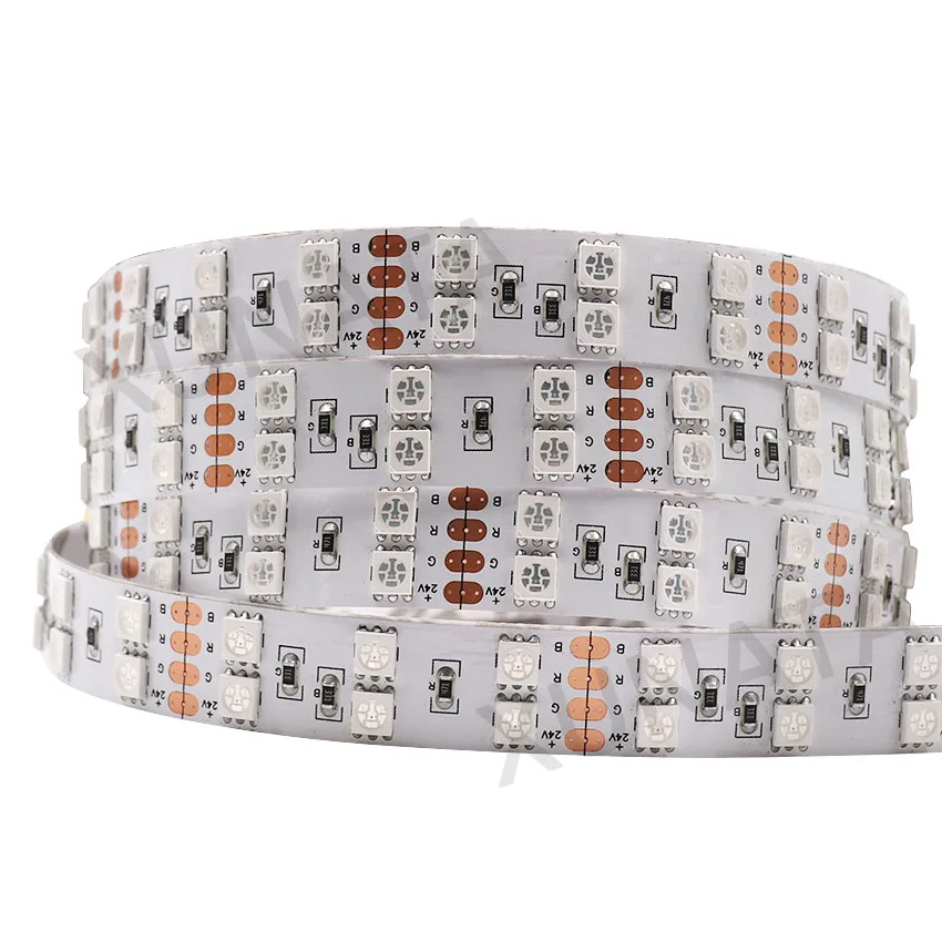 RGB 5 м DC 12 В Светодиодная лента SMD5050 120 светодиодный s/m светодиодный водонепроницаемый двухрядный RGB Светодиодная лента гибкая светодиодная лента для украшения дома - Испускаемый цвет: RGB
