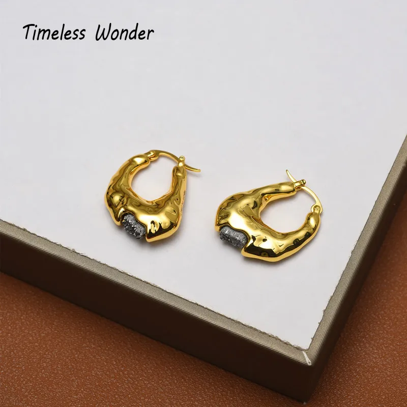 

Timeless Wonder Stunning Hammered Geo Hoop Earrings for Women Jewelry Goth Boho Luxury Brand Ins Party Aretes De Mujer Mix 6414