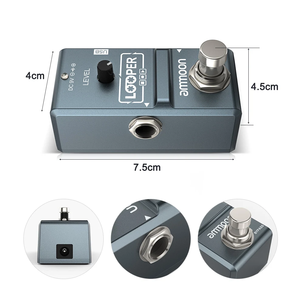 ammoon ap 09 looper gitarre pedal nano serie schleife elektrische gitarre effekt pedal true bypass unbegrenzte overdubs gitarre zubehör free glob