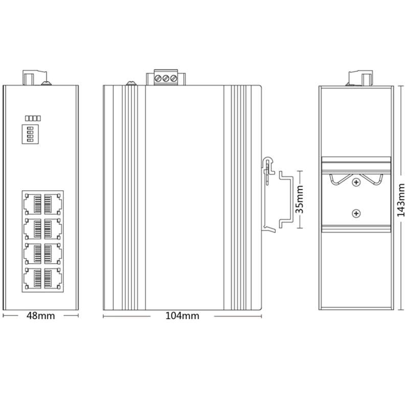 Промышленный Неуправляемый коммутатор Ethernet с 8 портами 10/100/1000T 802.3af/at PoE + IP40
