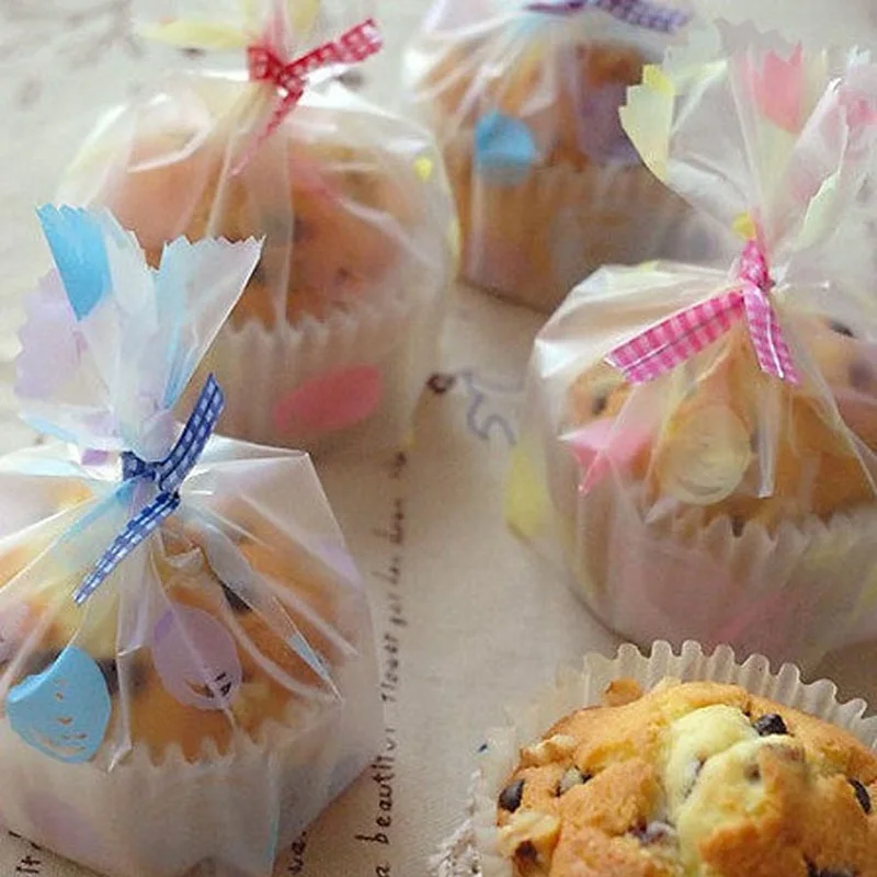 

100pcs Plastic Bag with Twist Tie for Cookies Cupcake Chocolate Candy Snacks Package Bag Party Gift Supplies