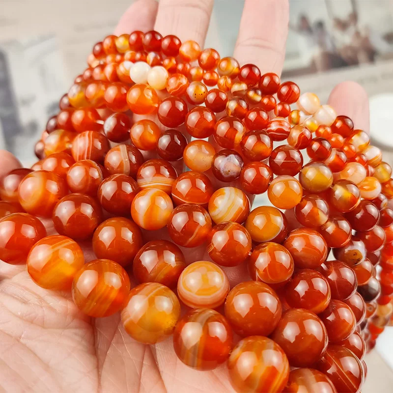 

UPGFNK Red Stripe banded carnelian Natural Stone Beads Round Loose beads Jewelry making DIY bracelet Accessories 4/6/8/10/12MM