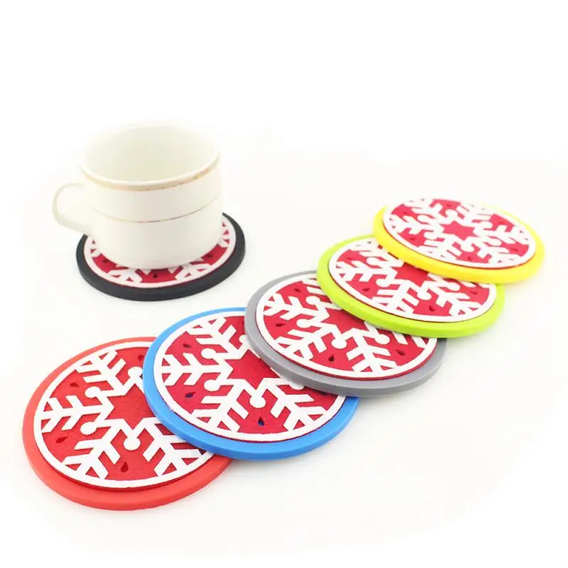 Круглый термостойкий силиконовый Рождественский ковер со снежинками подставки