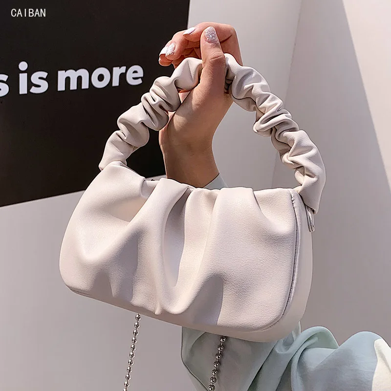 

Женские маленькие клатчи во французском стиле, мягкие кожаные сумочки, роскошная дизайнерская сумка через плечо, мини-Хобо с металлической ...