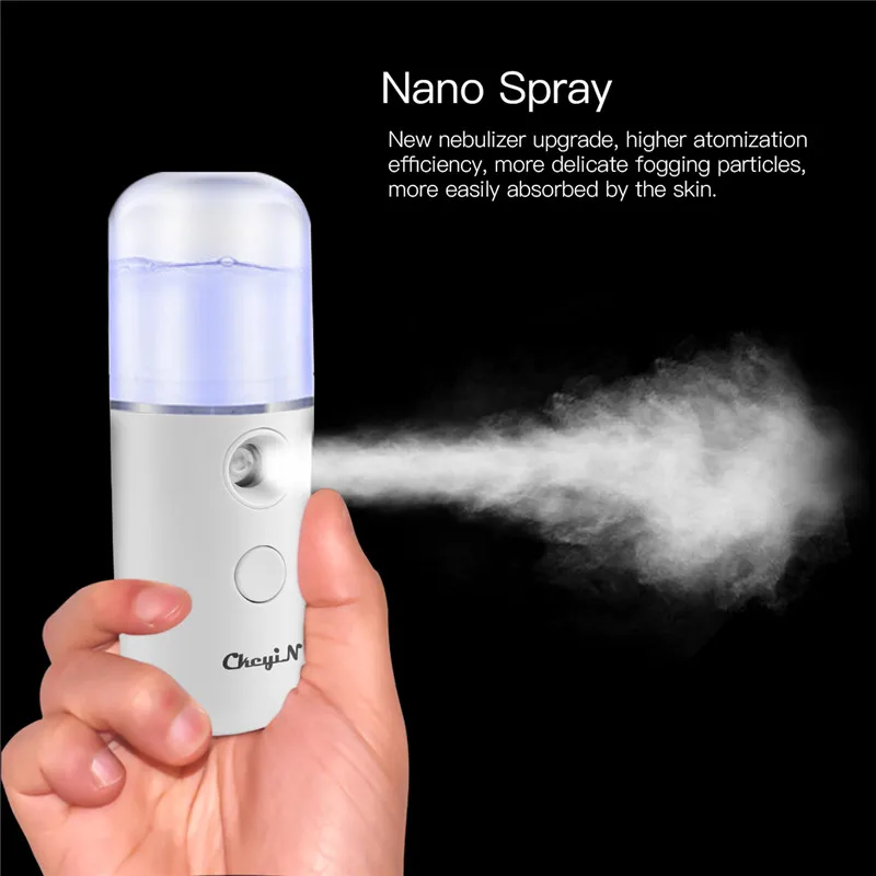 

2 pcs 30ML Portable Nano Mist Sprayer Facial Mister USB Chargeable Face Humidifier Face Steamer Skin Moisturizing Beauty Care