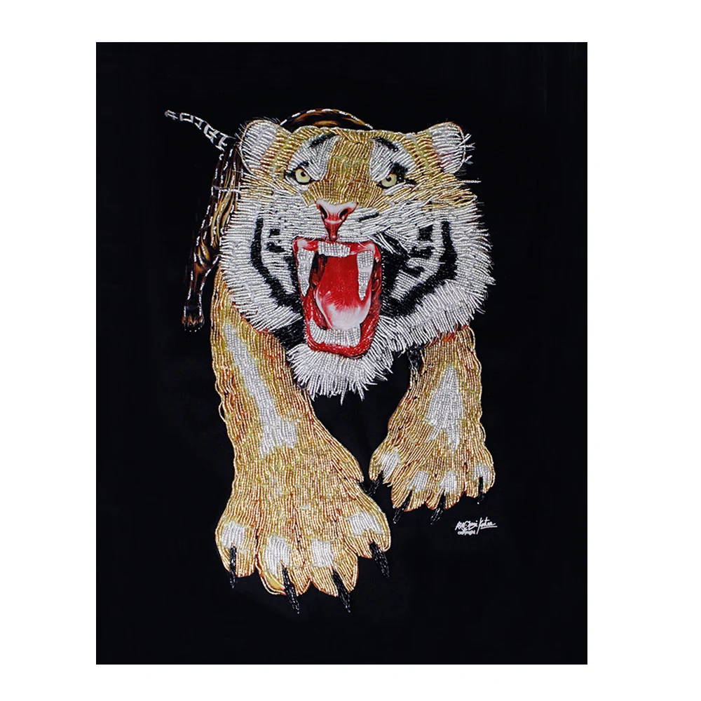 Искусственный Тигр Череп вышитое бисером Лев фотоэлемент одежды сделай сам