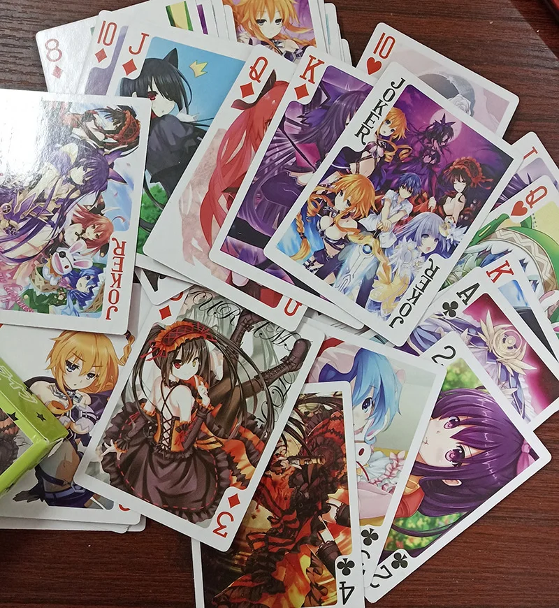 

Anime Cartoon Date A Live Game Cards Hardcover Poker Toy Gift With Box(54pcs)