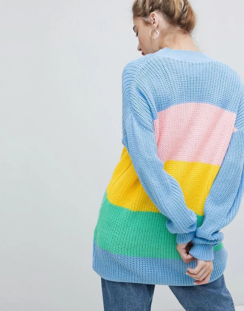 Женский разноцветный кардиган на пуговицах Fitshinling длинный вязаный в стиле