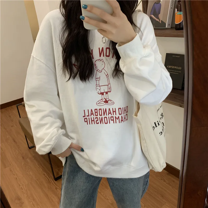 

XZ990 women Loose Korean style spring and autumn thin section winter Japanese vintage student long-sleeved Sweatshirts