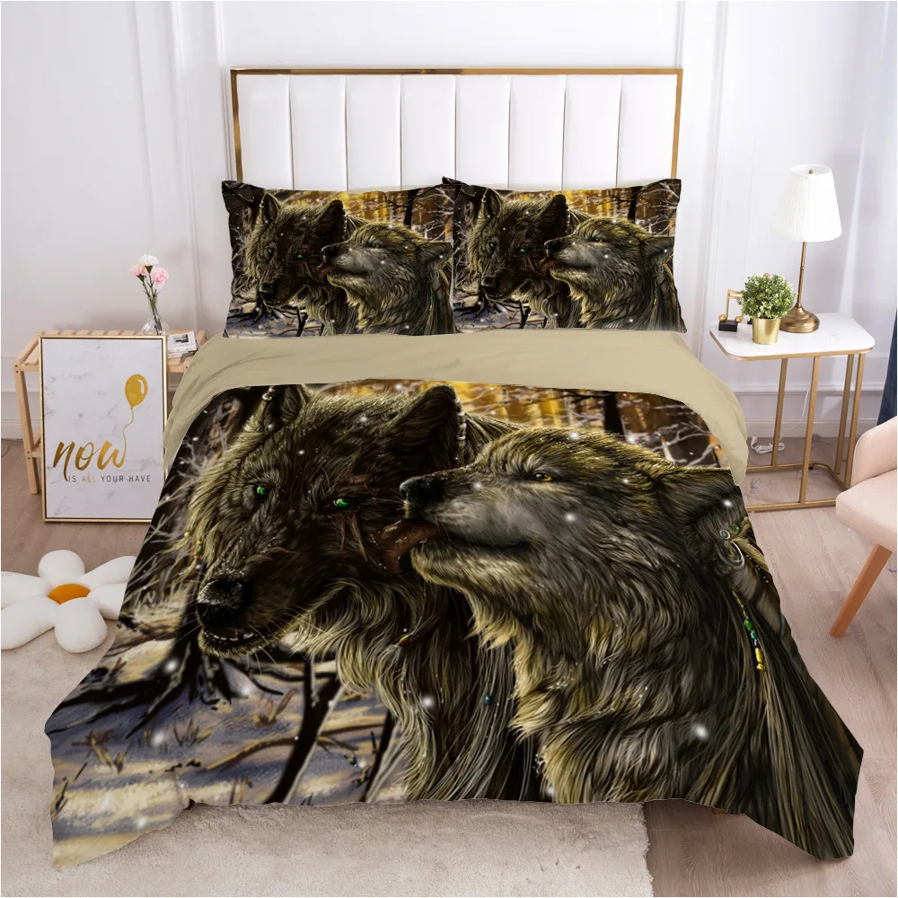 

3D HD Digital Print Wolf Bedding Sets Duvet Cover+ Pillowcase 2/3pcs Single Twin Queen King bed set US/AU/EU size 10 style