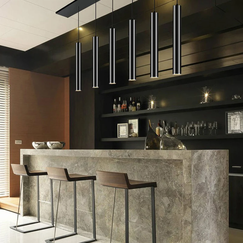 Светодиодная люстра длинная трубка лампы Кухня остров Ресторан Бар украшения