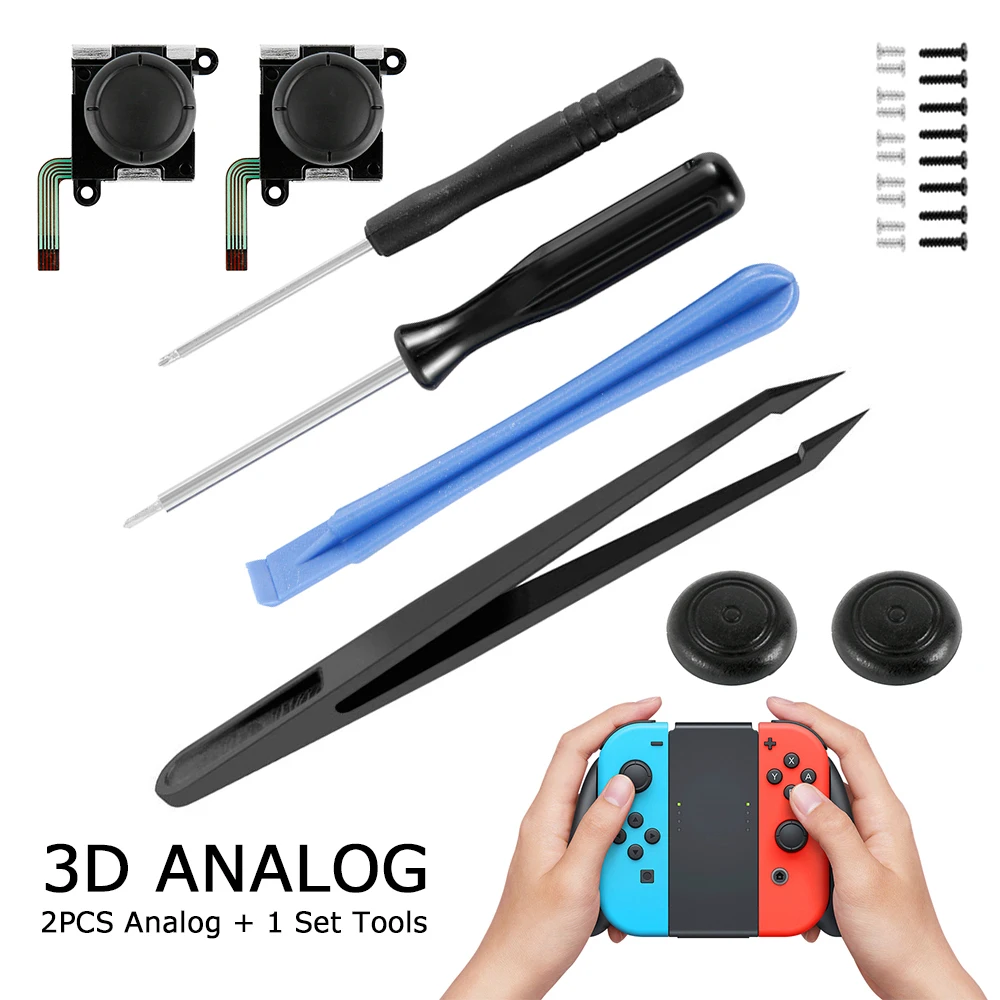 

Набор для ремонта аналоговых 3d-палочек для Nintendo Switch Joy Con с металлическими застежками и отверткой, 10 шт.