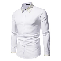 2021 spring fall new high quality mens embroidered single breasted trim business casual long sleeve mens shirts