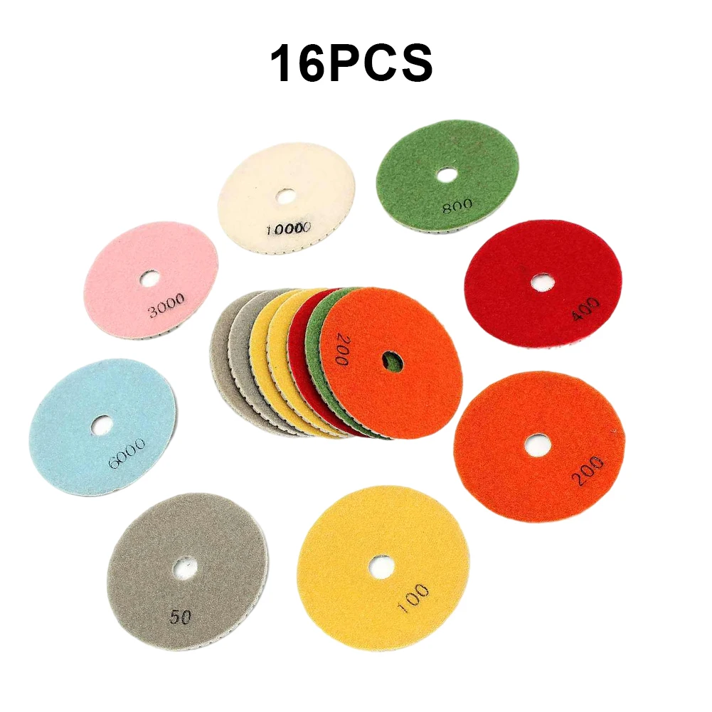 

16PCS Diamond Polishing Pad 4inch Concrete Marble Grinder Polisher Grinding Loop Backer Disc Strong Durable Polish Quickly