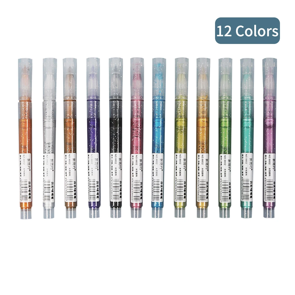

8/12 Colors Glitter Metallic Marker Pens Set Paint Pens for Black Paper Drawing Painting DIY Craft Projects Scrapbooking Metal