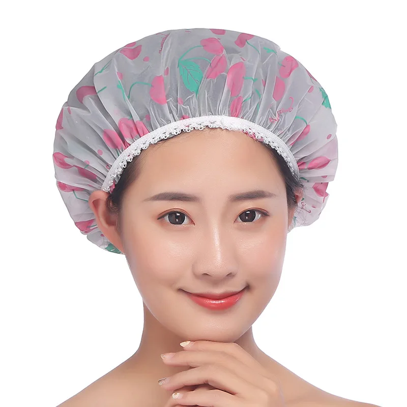 

1PC Wave Point Shower Cap Waterproof Thicken High Quality Hair Salon Elastic For Women Bath Hat Hair Cap Bathroom Products