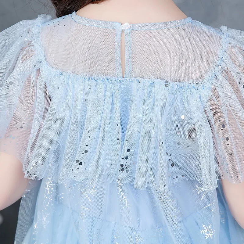 

2020 Halloween Elza Dress Cinderella Costume For Kids Dress Up Ruffles Sleeve Christmas Cosplay Clothing