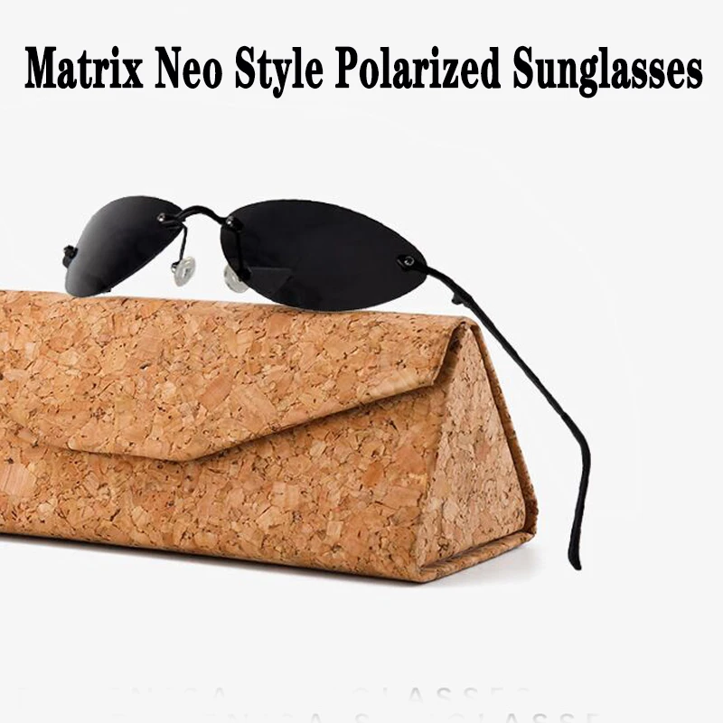 

Fashion Cool The Matrix Neo Style Polarized Rivets Sunglasses Men Slim Rimless Brand Design Sun Glasses Oculos De Sol