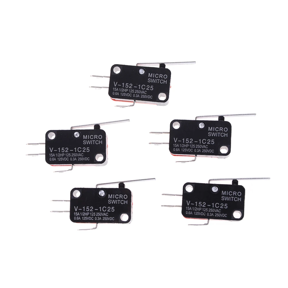 5 шт./лот концевой выключатель V-152-1C25 SPDT 1NO 1NC 3Pin короткий прямой Шарнирный Рычаг