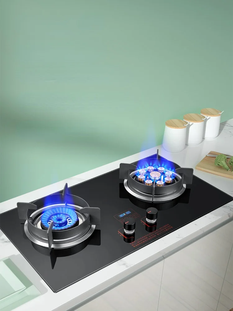 

GY Household Gas Stove Double Burner Embedded Natural Gas Stove Desktop Liquefied Gas Energy Saving Fierce Fire Stove