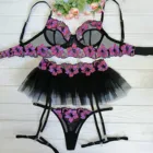 Горячие эротические костюмы, кружевные женские комплекты с вышивкой, прозрачное Сексуальное белье, женское нижнее белье, Порно трусики, комплекты с подвязками, сексуальная одежда для сна