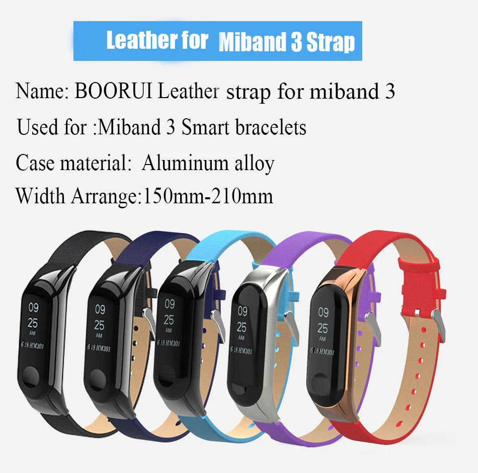 Кожаный ремешок BOORUI mi band 3 Смарт-аксессуары для Xiaomi mi Band 3 сменный спортивный ремень с защитой от потери и металлический чехол