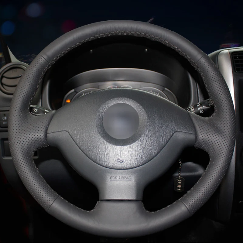 

Hand-stitched Black Artificial Leather Car Steering Wheel Cover for Suzuki Jimny 2005 2006 2007 2008 2009 2010 2011 2012 2013