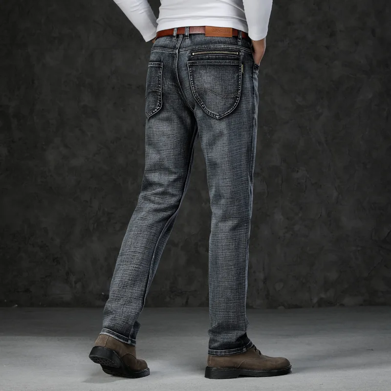 

Джинсы мужские прямые, роскошные деловые повседневные свободные Стрейчевые брюки из денима, классические модные штаны из ковбоя, Осень-зим...