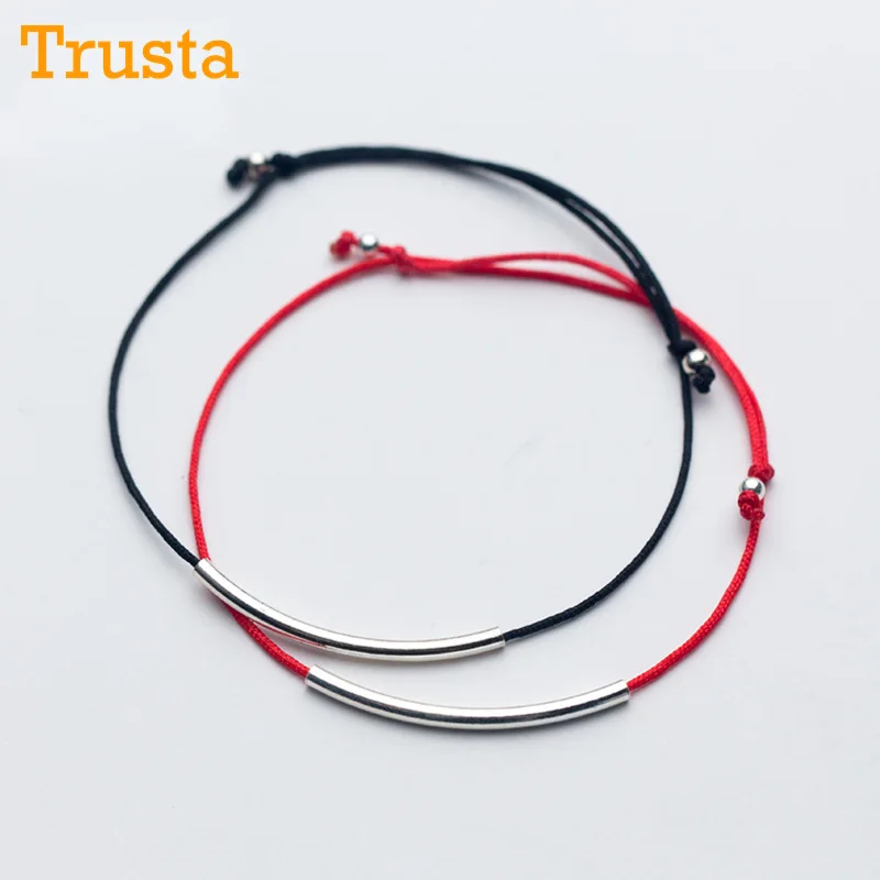 Trusta, Твердое Серебро 925 пробы, модный красный черный браслет на цепочке, браслет на ногу, 14 см, регулируемые ювелирные изделия для женщин-подростков DS1013