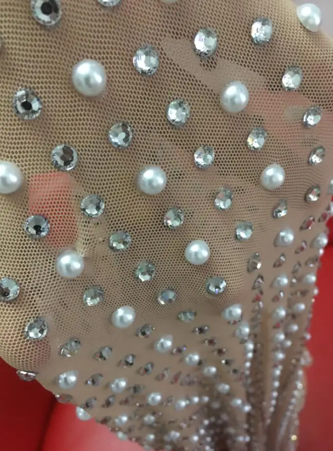 Черное бежевое Сетчатое длинное платье с жемчугом вечернее праздничная одежда