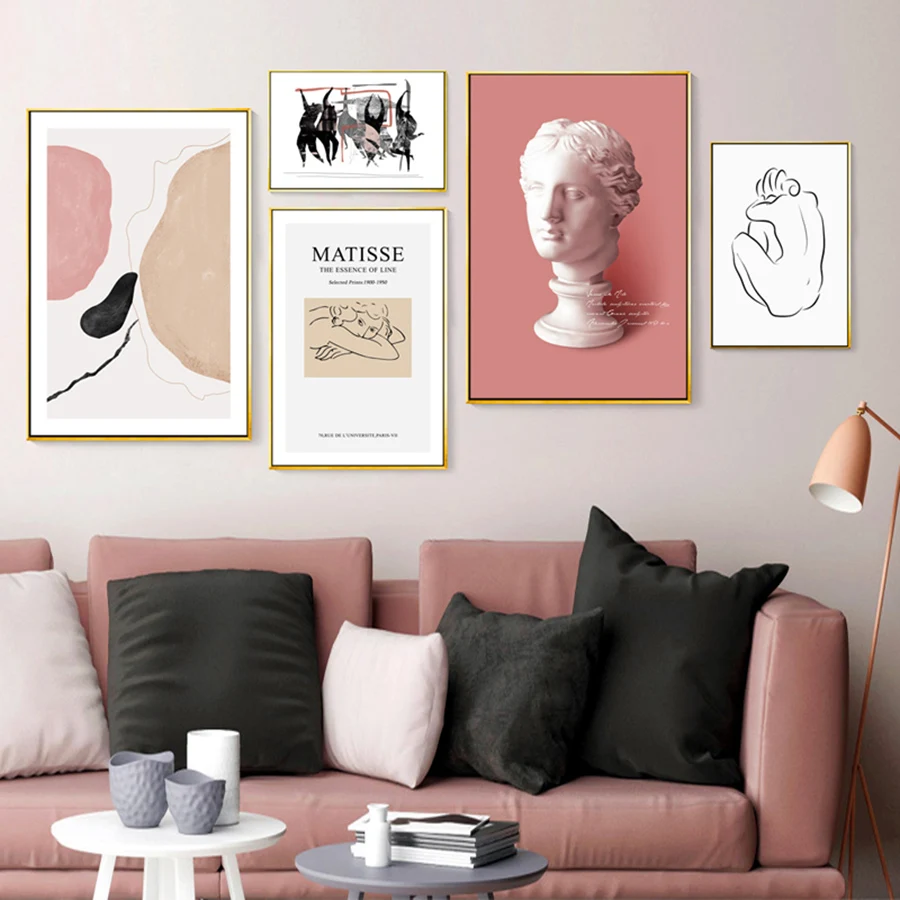 Геометрическая Настенная картина в скандинавском стиле абстрактные линии