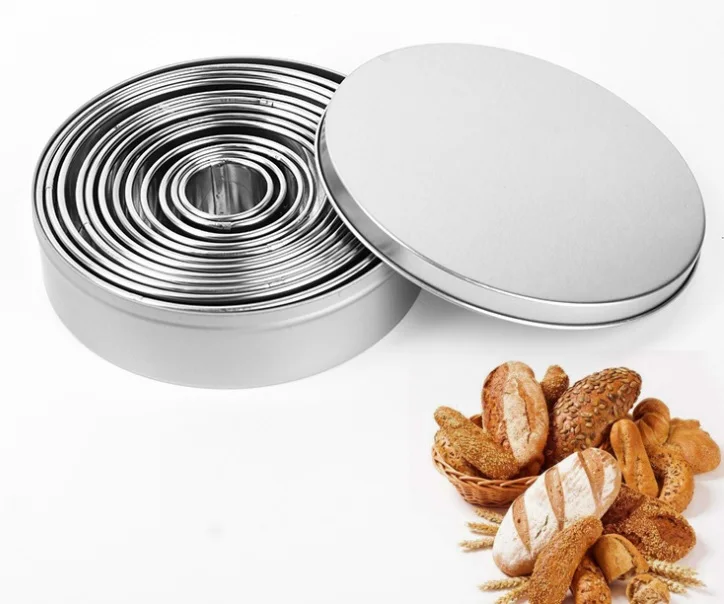 

50sets Delicate DIY Round Biscuit Mould Baking Tools Stainless Steel Mousse Ring 12pcs/set Cookie Cutter WB1361