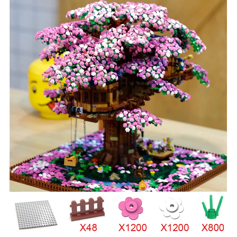 Cherry Tree Lepinblocks дерево дом 3117 шт. совместимый идея серии 21318 конструкторных блоков, Детские кубики, развивающие игрушки на день рождения, Рождество подарок - Цвет: Cherry Tree