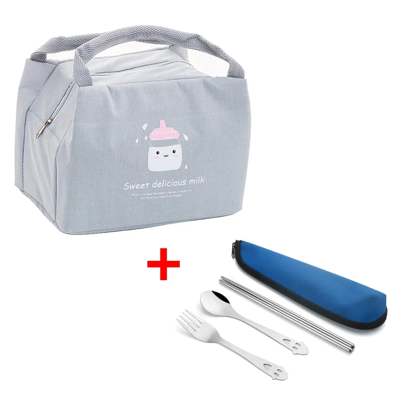 Tableware and Bag Двухслойный вакуумный контейнер для еды 304 из нержавеющей стали Ланч Бокс изолированный Термос офис для школьных бенто набор для обедов японский - Цвет: Tableware and Bag