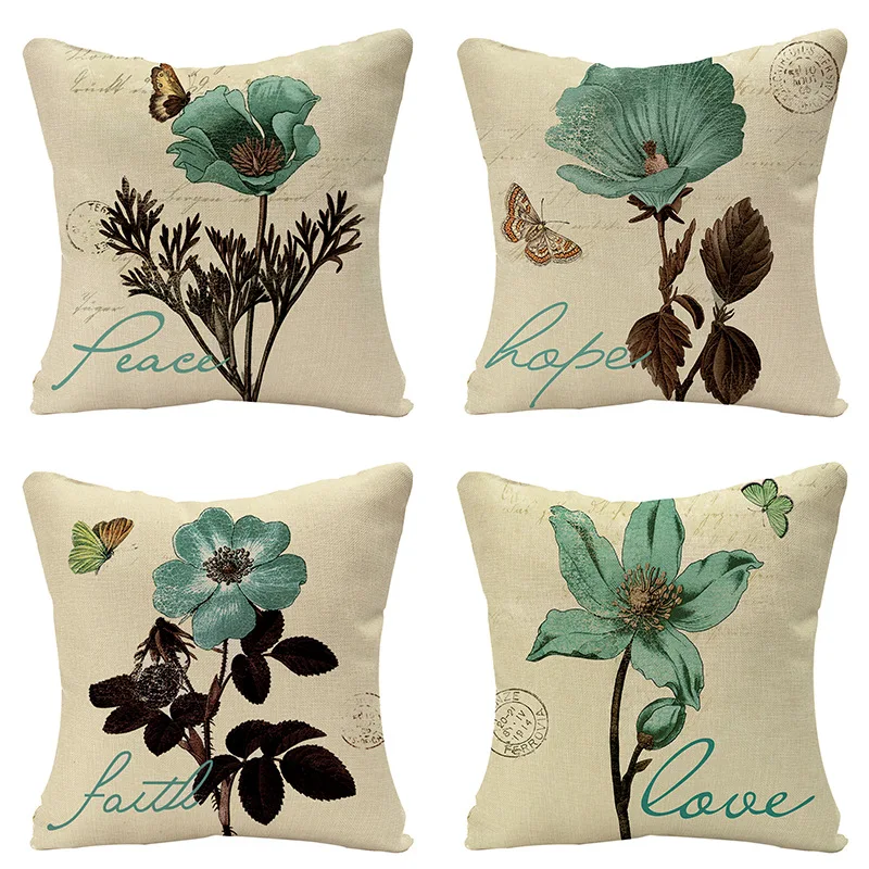 

Linen American Retro Flower Hugging Pillow Case Office Sofa Home Pillow Cushion Cover Wholesale
