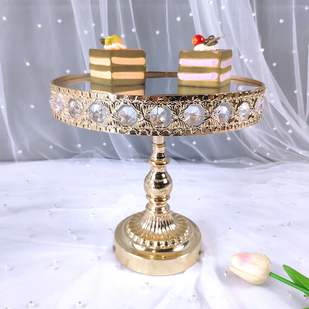 Juego de soportes de cristal para tartas de 8 piezas, soporte de espejo de Metal para cupcakes, decoraciones de Pedestal de postre, bandeja de exhibici&oacute;n para tartas de fiesta de boda-3