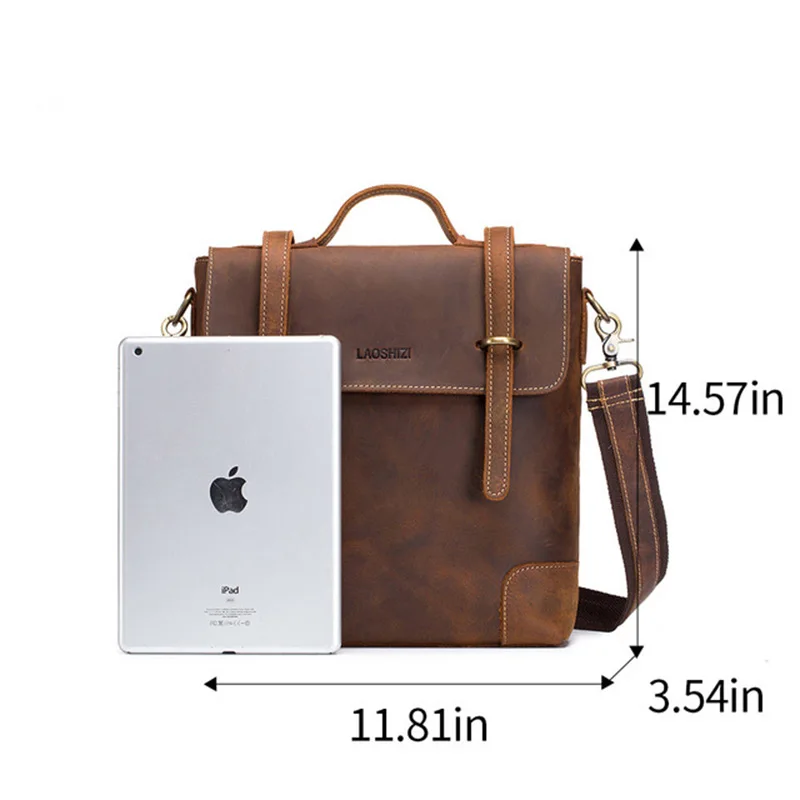 Сумка на плечо из кожи Крейзи Хорс винтажный мессенджер для IPAD 12 дюймов школьный