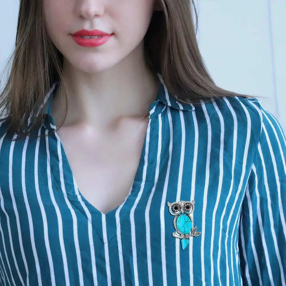 {D & Rui изделия в винтажном стиле искусственным синий камень сова броши и шпильки