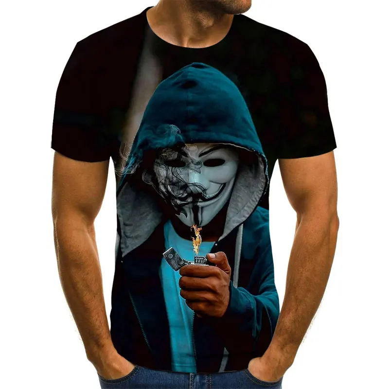 

Hot sale clown t-shirt male/female all-match mask 3D printed horror fashion t-shirt large size XXS-6XL