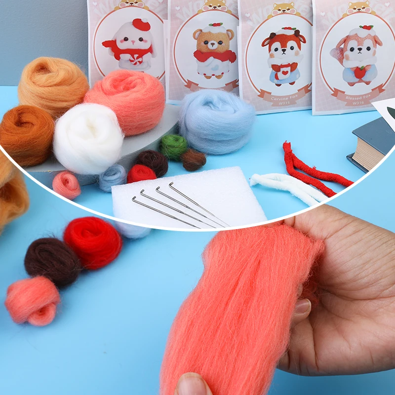 RORGETO Non-Finished Felt Kit Needle Felting DIY Christmas New Year Cute Animal Doll Material Bag for Women and Beginner | Дом и сад