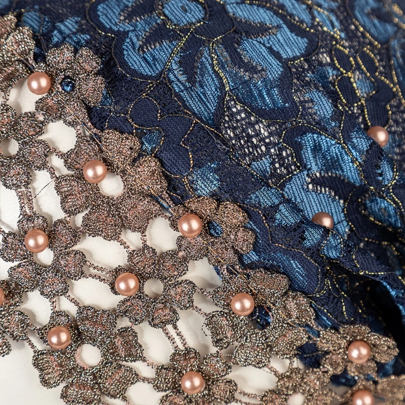 

Women Muslim Mesh Stretch Hijab Turban Cap Embroidery Floral Lace Beanie Headwrap Imitation Pearl Beaded Bonnet Hair Loss M6CD