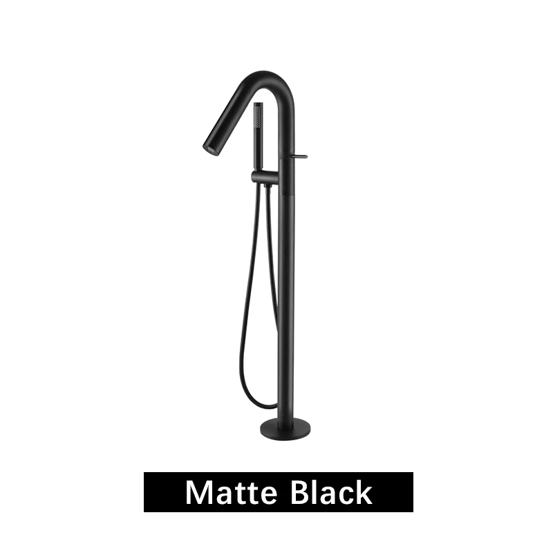 Matte Black Пол ванной комнаты стоячий кран Полный Твердый латунный Смеситель для ванной комнаты смеситель для душа блестящий золотой розовый золотой черный хром AH3036 - Цвет: Matte Black