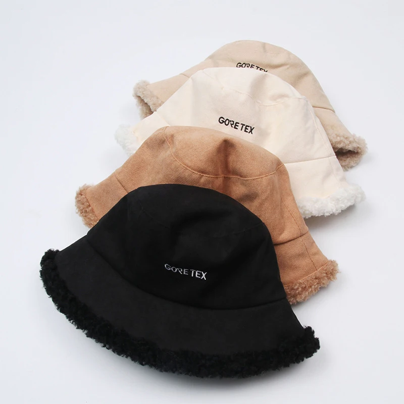 

FASHION Women's Fashion Solid Color Rabbit Fur Hat Bucket Cap Fisherman's Hat Retro Wool Hat Basin Cap Bucket Hat Embroidery