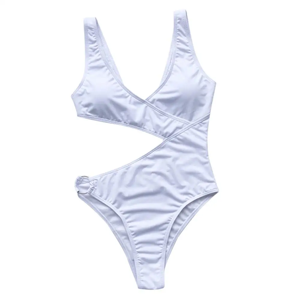 Женский однотонный комплект бикини слитный купальник с бюстгальтером одежда для