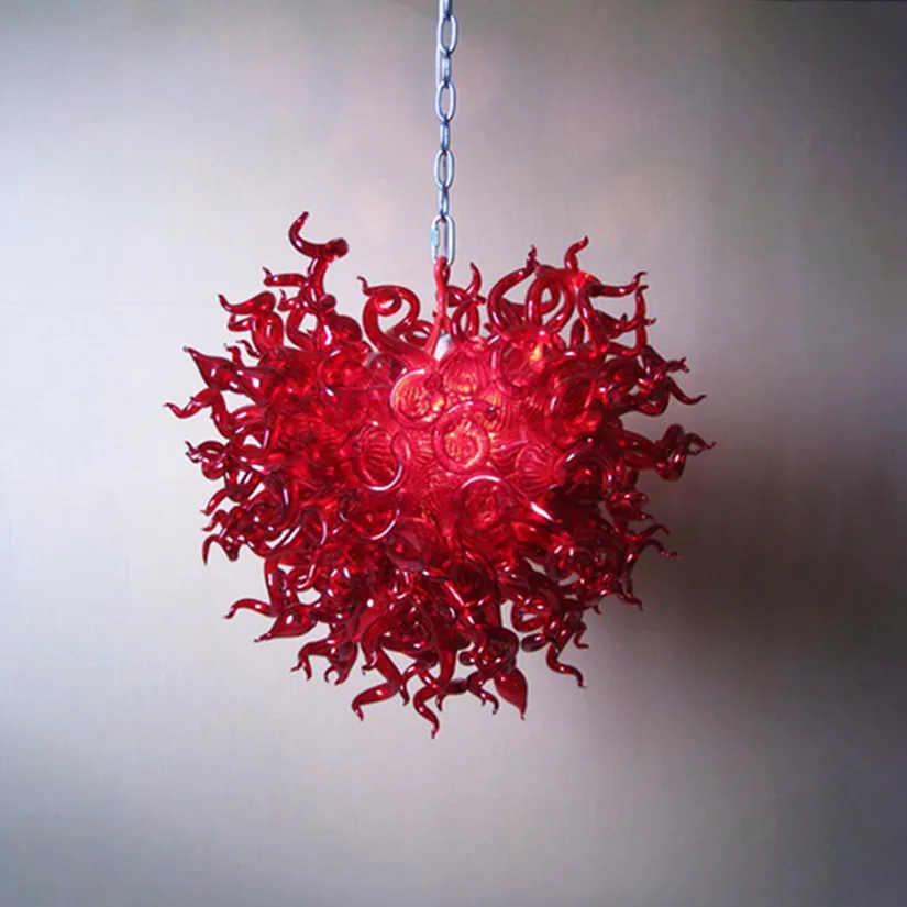 

Industrial Chandelier Pendant Lamps Red Color Art Decorative Luminaires Light Staircase Handmade Blown Glass Chandelier