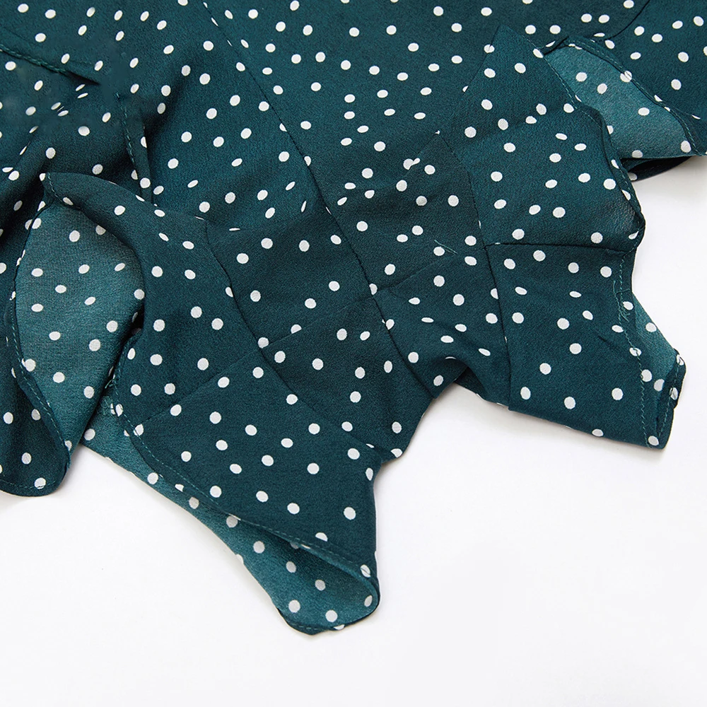 Женский шифоновый комбинезон в горошек с глубоким V-образным вырезом | Женская